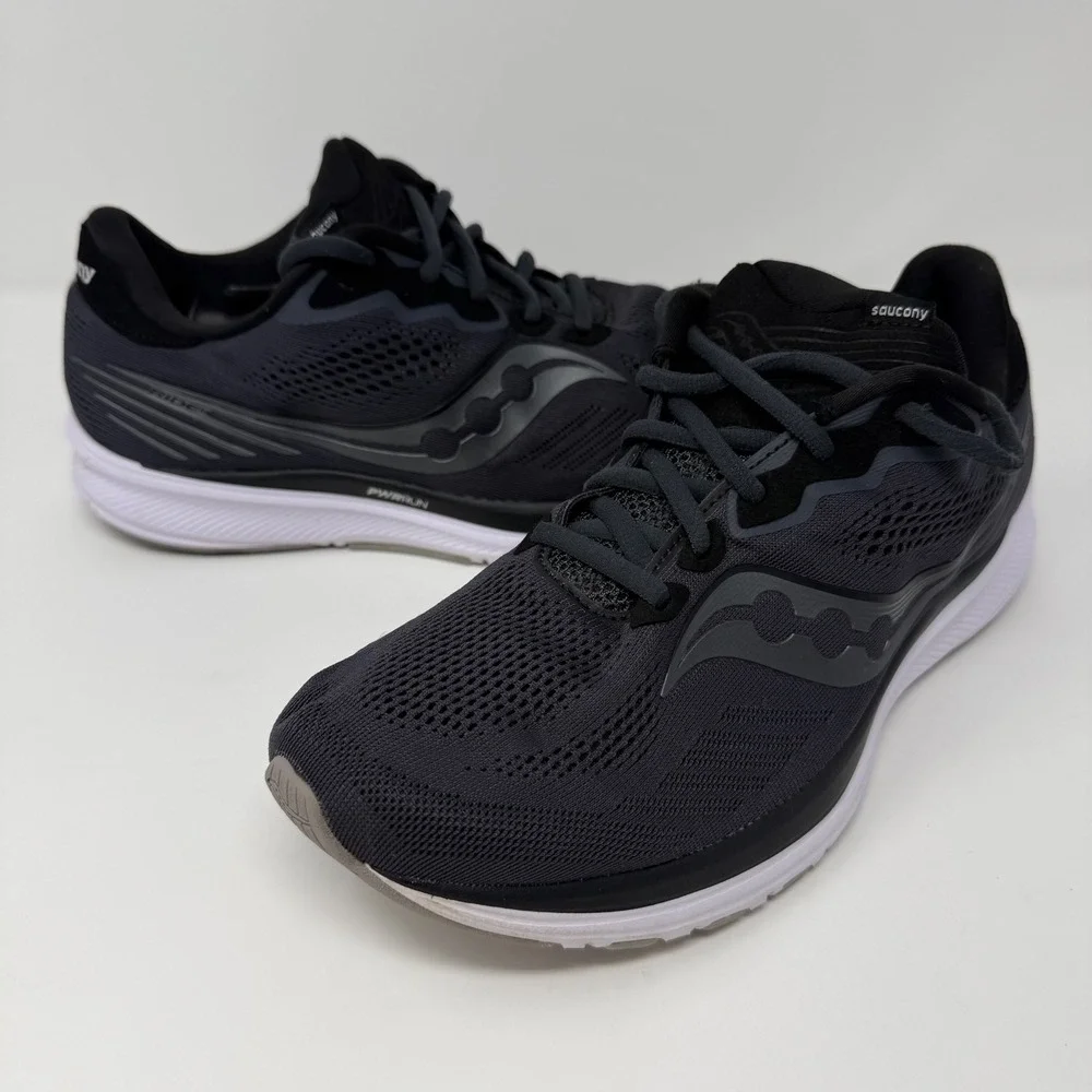 Saucony Ride 15 Mens Running Shoes Dark Gray Athletic Sneakers‎ Size 9.5 W Flaw